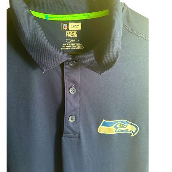 Seattle Seahawks‎ Team Apparel Polo shirt size Lg Blue Green  Polyester - Picture 2 of 5